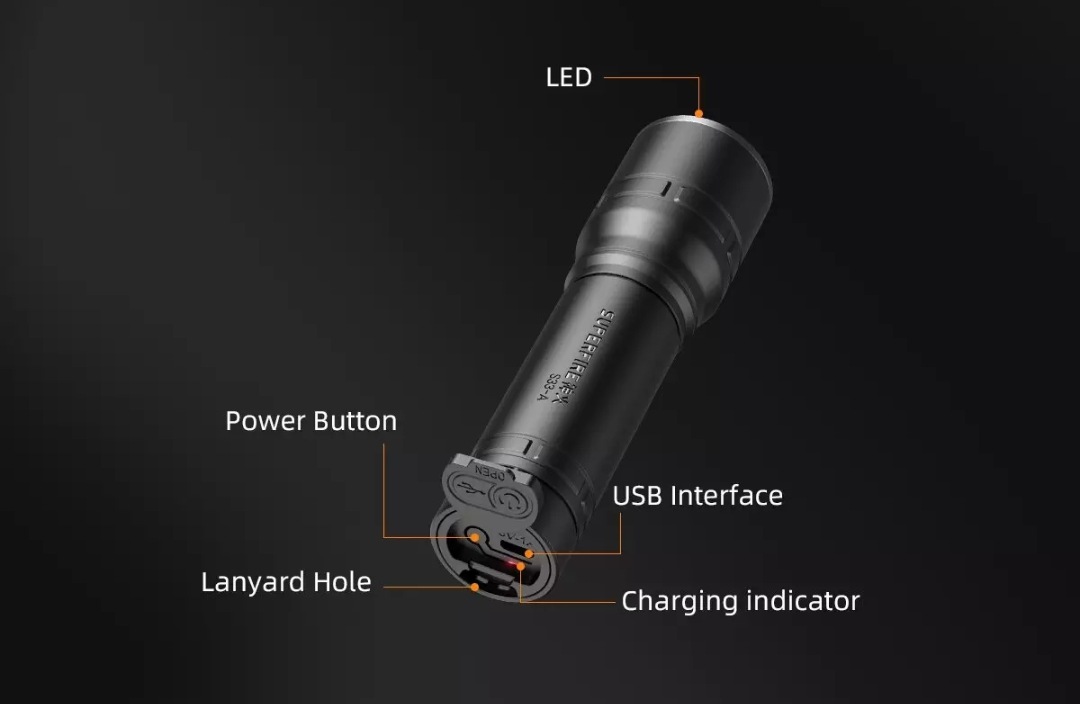 Đèn Pin LED Mini Supfire S33, Đèn Cắm Trại Siêu Sáng Pin Tích Hợp Chống Nước Đèn Pin Đa Năng Sạc USB