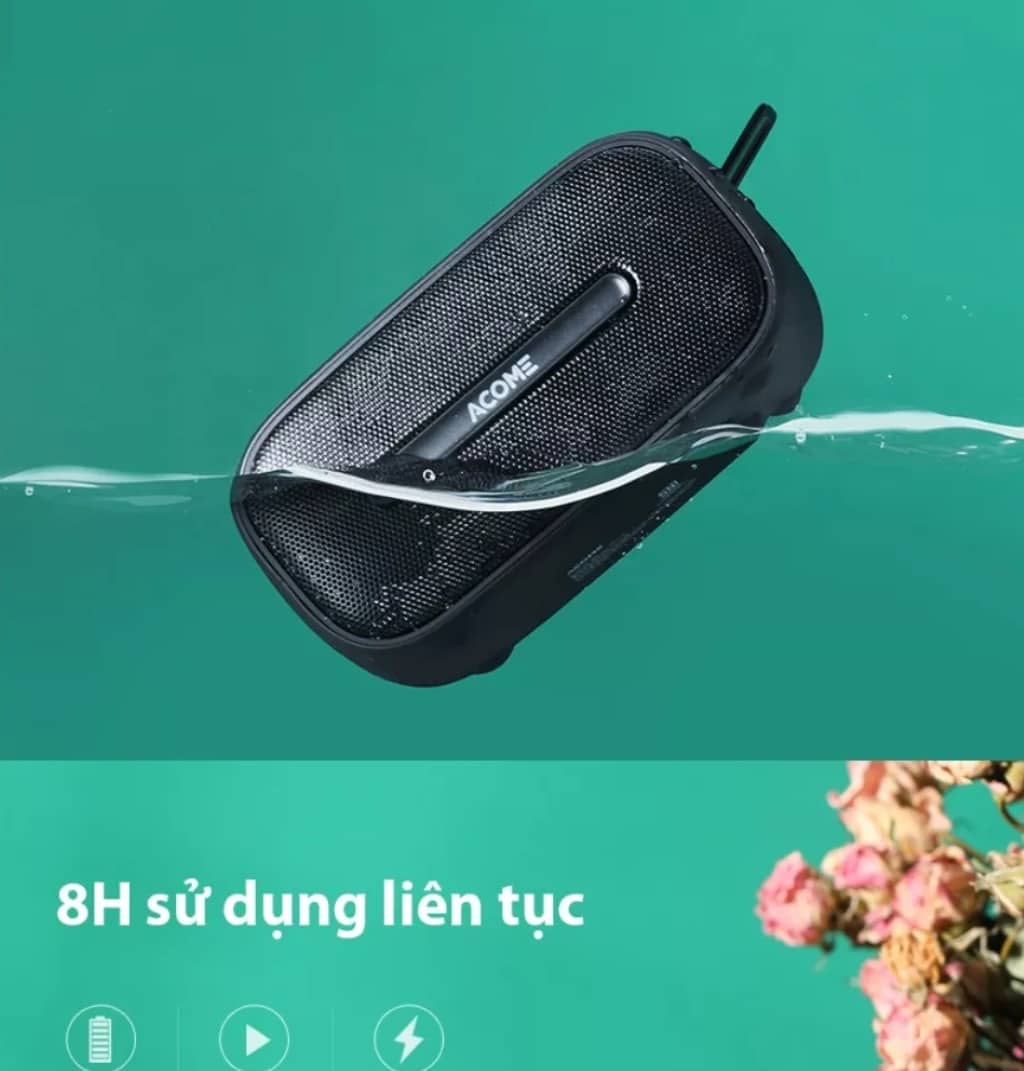 A8 Loa Bluetooth Mini ACOME A8 Công Suất 5W Nhỏ Gọn Tiện Lợi Âm Thanh Chất Lượng Cao Bass Mạnh Bluetooth 5.0 Chống Nước IPX7 Hàng Chính Hãng