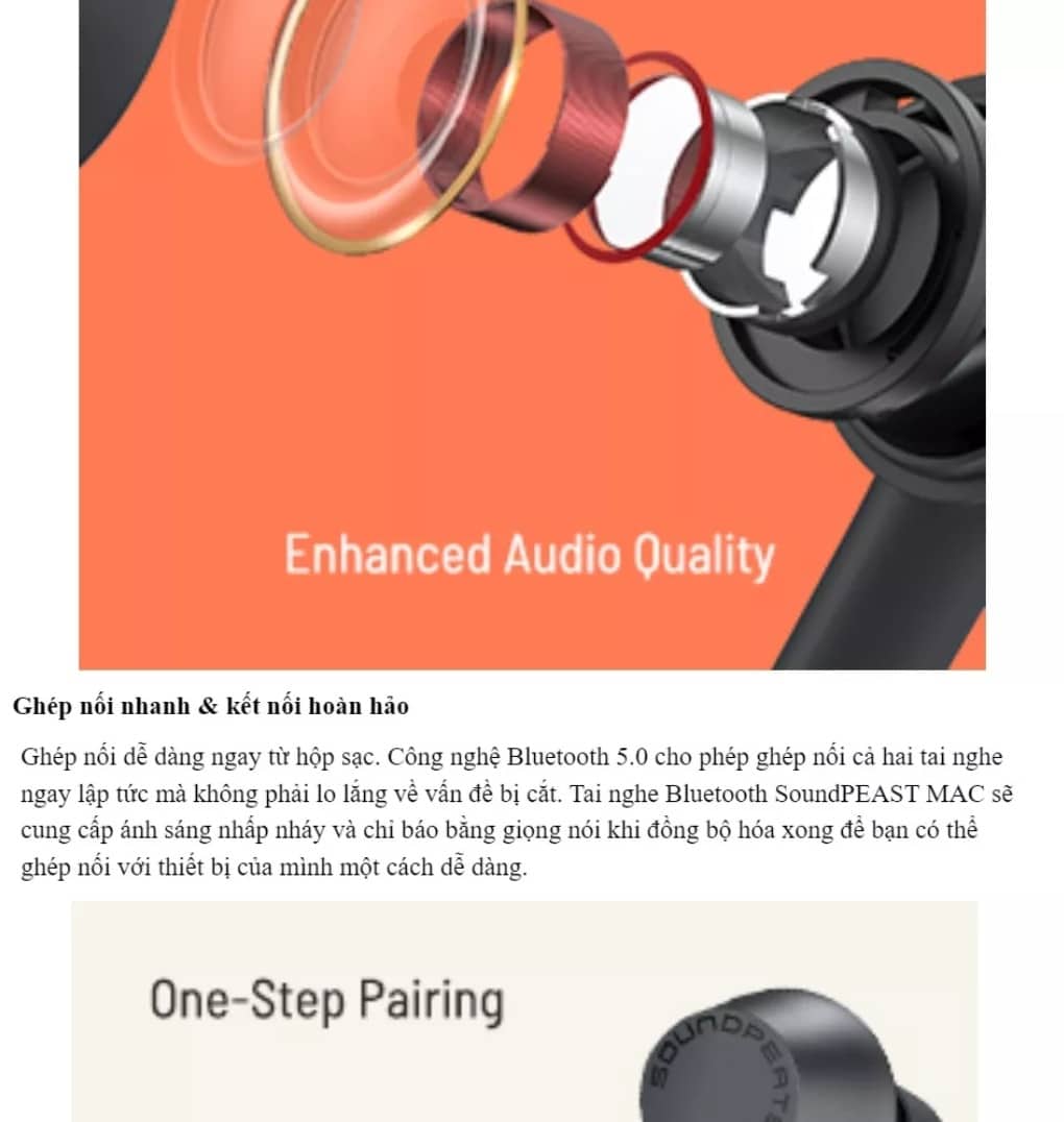 Tai Nghe Bluetooth True Wireless Earbuds SoundPeats Mac